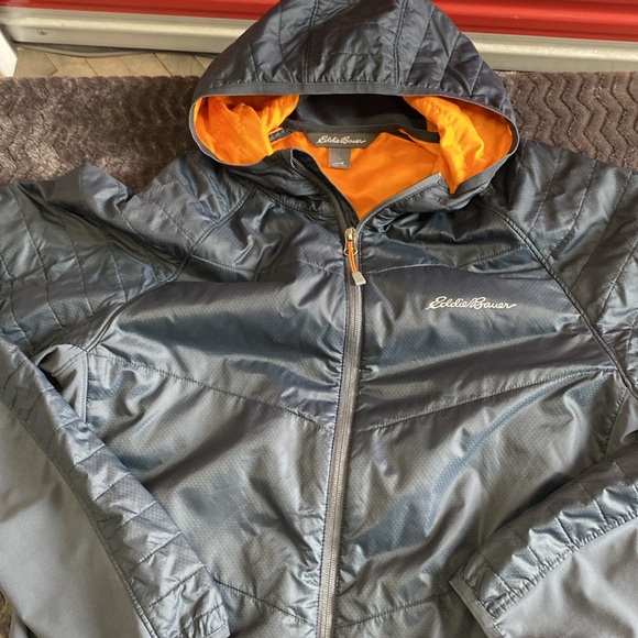 Eddie Bauer athletic performance, jacket, size men’s, medium, gray with orange - Picture 1 of 16